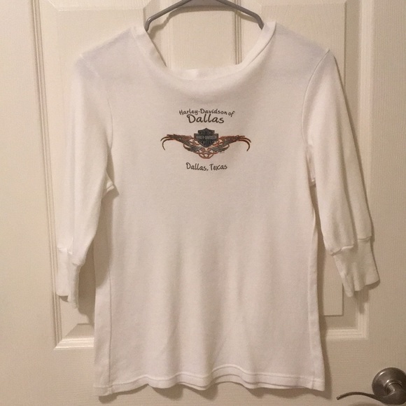 Harley Davidson Embellished Bling Dallas Biker's Motorcycle V-Neck T Shirt Top - Picture 2 of 8